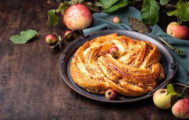 Twisted pie with apple and cinnamon filling