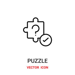 Puzzle vector icon. Modern, simple flat vector illustration for website or mobile app.Puzzle symbol, logo illustration. Pixel perfect vector graphics	