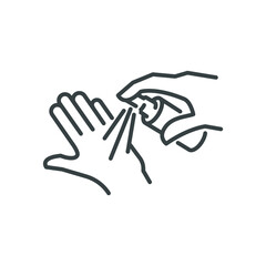Sanitize Hands Sanitizing Hands using Sanitizer Antibacterial Spray Hygiene Icon Linear Line Editable stroke