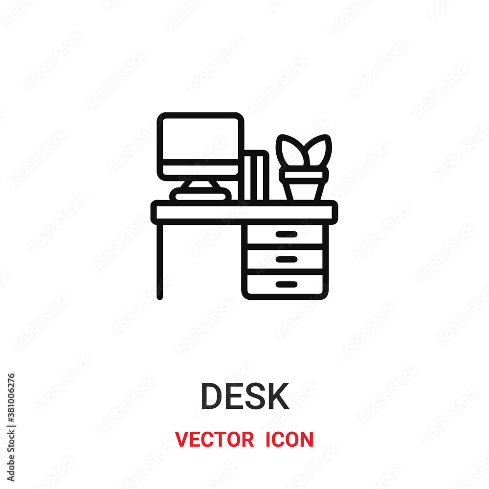 Poster desk icon vector symbol. desk symbol icon vector for your design. Modern outline icon for your website and mobile app design.