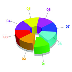 Multi-colored circular segment diagram. Vector graphics.