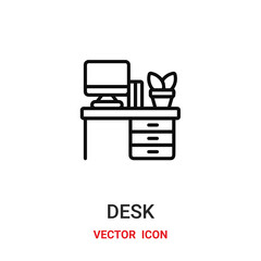 desk icon vector symbol. desk symbol icon vector for your design. Modern outline icon for your website and mobile app design.