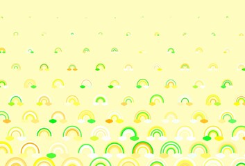 Light Green, Yellow vector background with rainbow symbols.