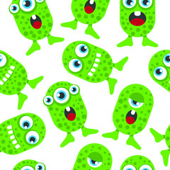 Obraz premium Green Creatures Seamless Background Pattern