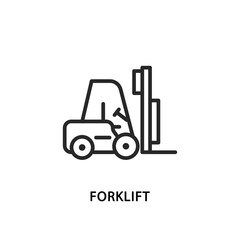 Forklift flat line icon. Vector illustration fork truck