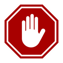 Obraz premium Stop sign with hand icon. Infographics. Vector graphics.
