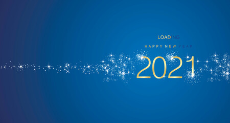 New Year 2021 greetings loading firework gold white blue color vector