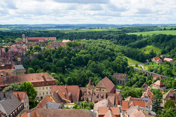 View of the surrounding countryside from town hall in Rothenburg ob der Tauber