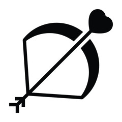 cupid heart vector glyph icon