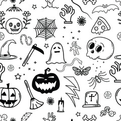 Vector Halloween seamless pattern. Seamless Halloween scary seamless pattern.