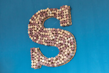 the letter s made of wine corks
