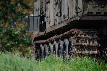 Fototapeta na wymiar old abandoned armored vehicles of the second world war