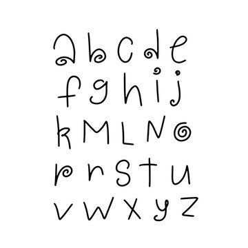 Hand drawn comics style font. Vector simple alphabet. 