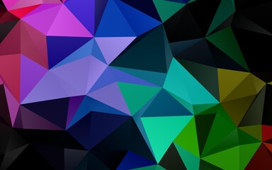 Light Multicolor, Rainbow vector abstract polygonal layout. Triangular geometric sample with gradient.  Completely new design for your business.