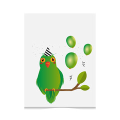 Hand drawn cartoon love bird design greeting card template