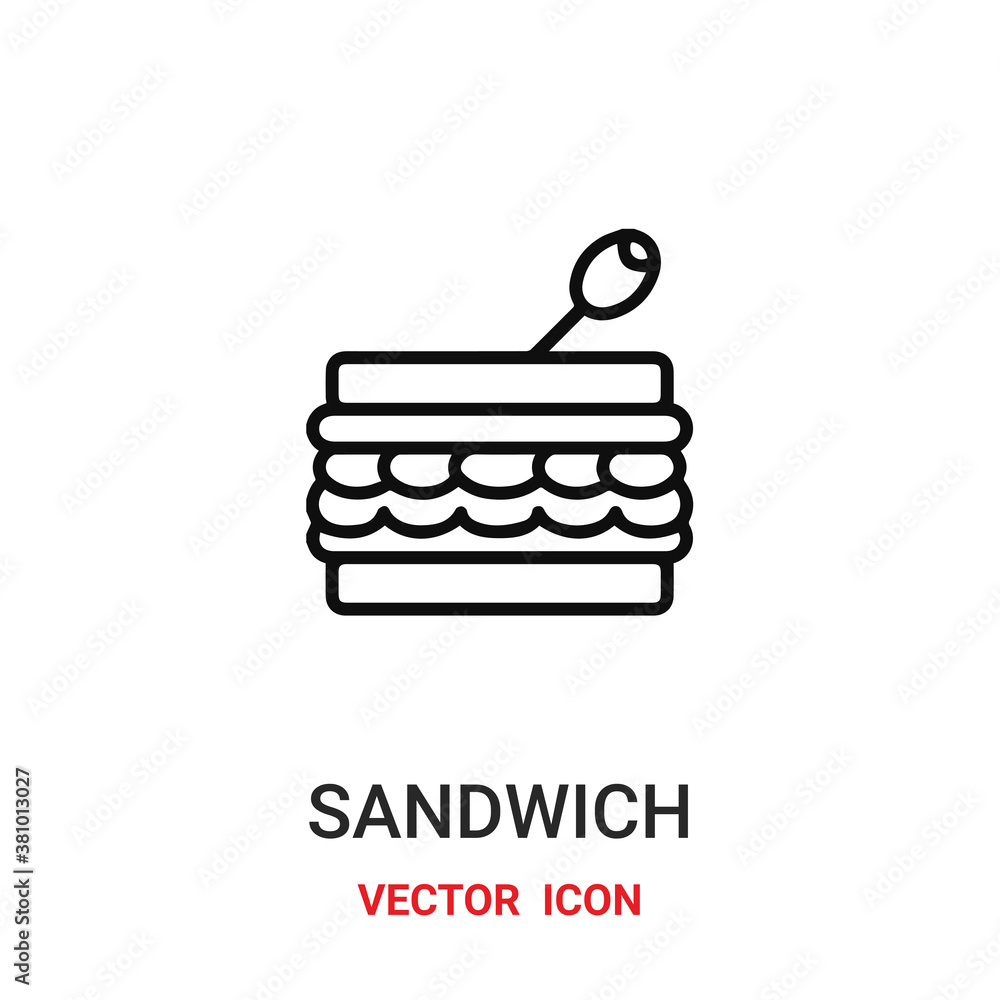 Poster sandwich icon vector symbol. sandwich symbol icon vector for your design. modern outline icon for yo