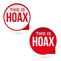 Hoax label red sign vector