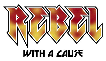Vector Rebel Halftone Rock Slogan Artwork For Apparel and Other Uses