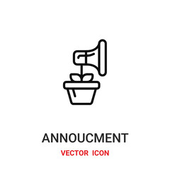 Announcement vector icon . Modern, simple flat vector illustration for website or mobile app.Megaphone symbol, logo illustration. Pixel perfect vector graphics	