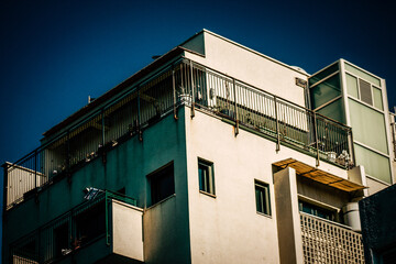 View of the facade of a modern building in the streets of Tel Aviv in Israel
