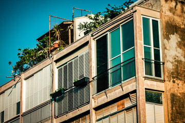View of the facade of a modern building in the streets of Tel Aviv in Israel
