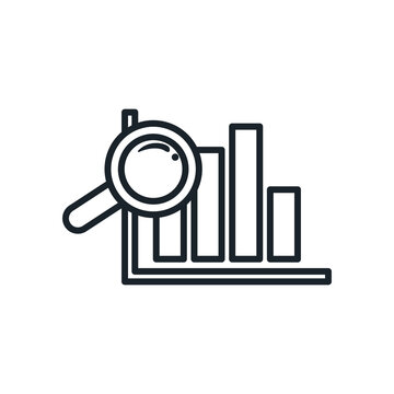 lupe with bars chart line style icon vector design