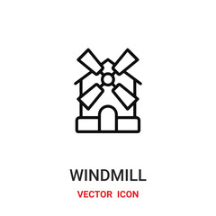 Windmill vector icon. Modern, simple flat vector illustration for website or mobile app.Windmill symbol, logo illustration. Pixel perfect vector graphics	