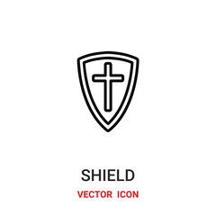 Shield vector icon. Modern, simple flat vector illustration for website or mobile app.Protection or religion cross  symbol, logo illustration. Pixel perfect vector graphics