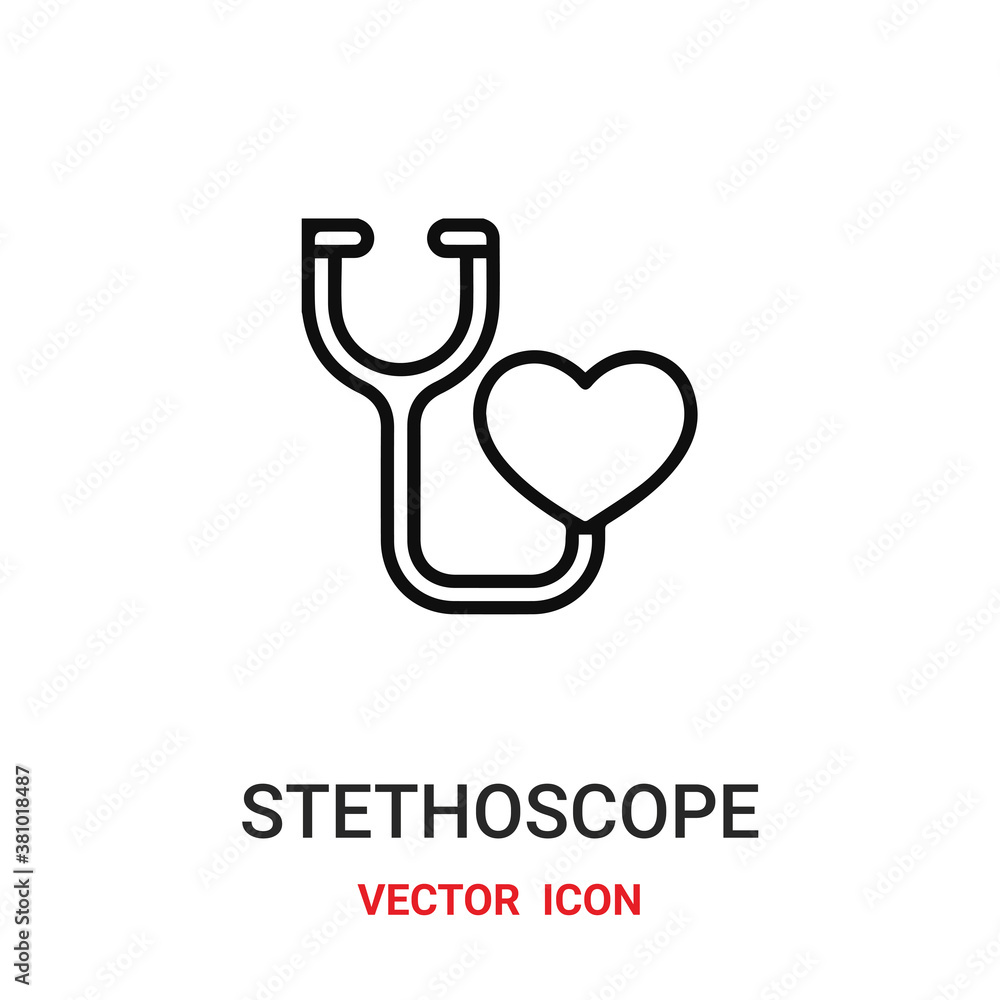 Poster stethoscope icon vector symbol. stethoscope symbol icon vector for your design. modern outline icon 