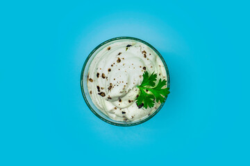 Dairy free raw vegan organic healthy tasty homemade cashew mayonnaise with black pepper and...