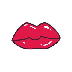 pop art female mouth line and fill style icon vector design