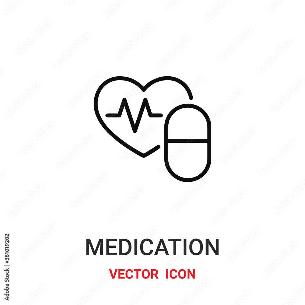 Poster medication icon vector symbol. medication symbol icon vector for your design. modern outline icon fo