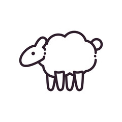 Cute sheep cartoon line style icon vector design