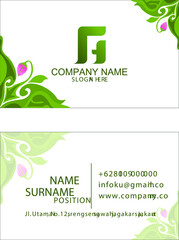 Name Card Design in Leaf Green with Nature Theme