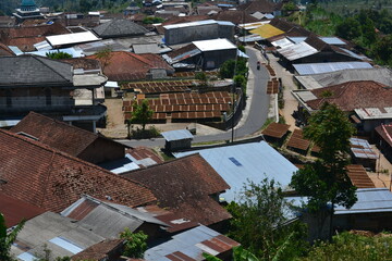 view of Dukuh Seman village in Temanggung district, Central Java, Indonesia from the air