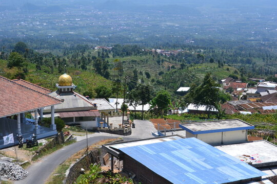 view of Dukuh Seman village in Temanggung district, Central Java, Indonesia from the air