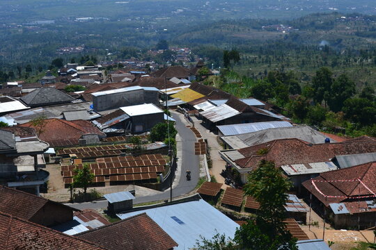 view of Dukuh Seman village in Temanggung district, Central Java, Indonesia from the air