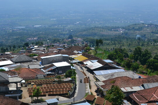 view of Dukuh Seman village in Temanggung district, Central Java, Indonesia from the air