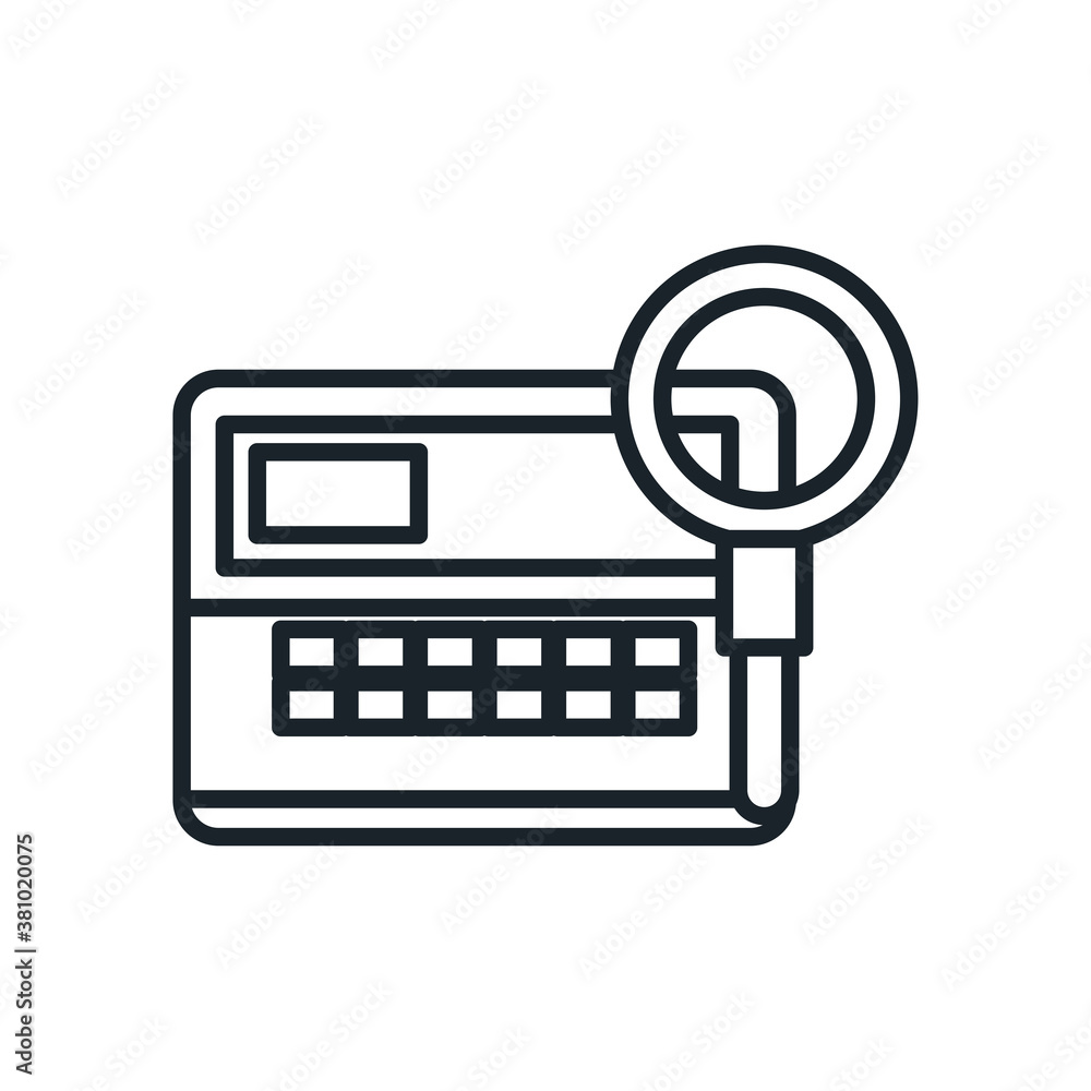 Poster lupe with credit card line style icon vector design