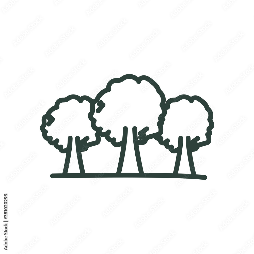 Poster trees line style icon vector design