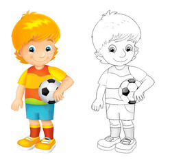 cartoon scene with football soccer boy on white background - illustration