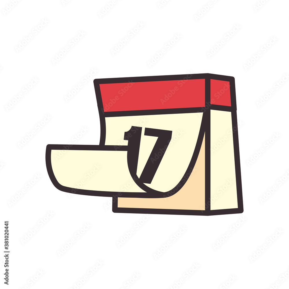 Poster 17 calendar line and fill style icon vector design