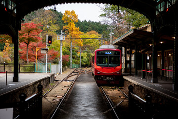 Naklejka premium 秋の八瀬比叡山口駅