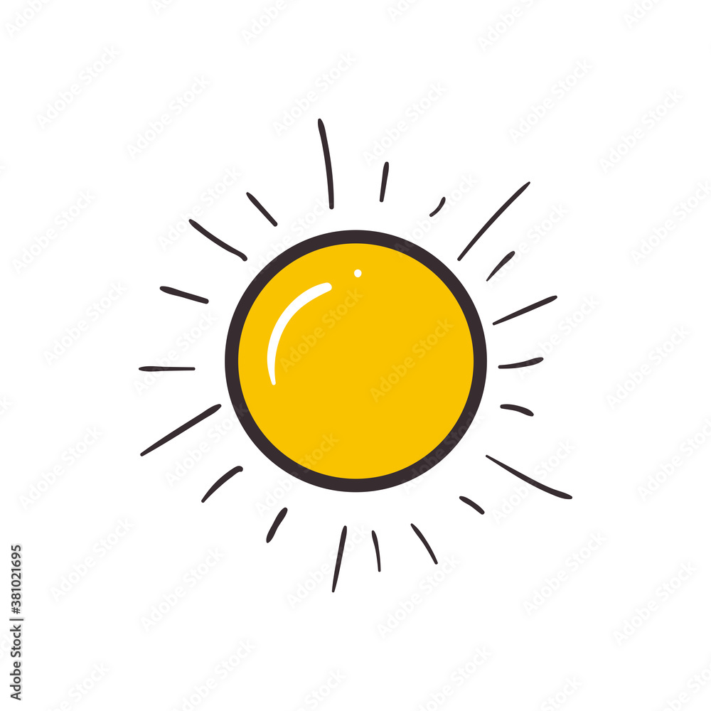 Poster sun line and fill style icon vector design