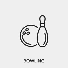 bowling icon vector. Linear style sign for mobile concept and web design. bowling symbol illustration. Pixel vector graphics - Vector.	
