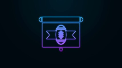 Glowing neon line American football on tv program icon isolated on black background. 4K Video motion graphic animation - Powered by Adobe
