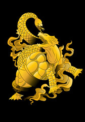 golden turtle dragon oriental mystical beast