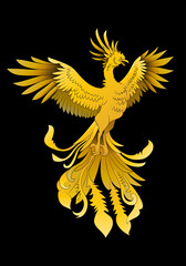 Obraz premium golden phoenix oriental mystical beast