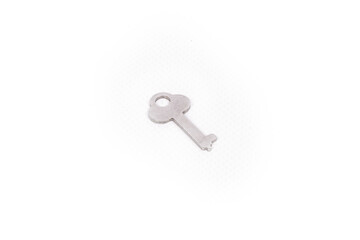 small silver key isolated on white background