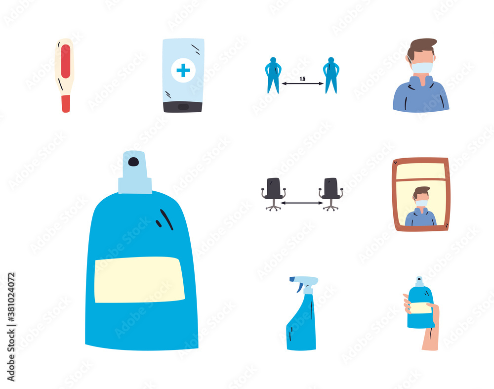 Poster new normality free form style set icons vector design